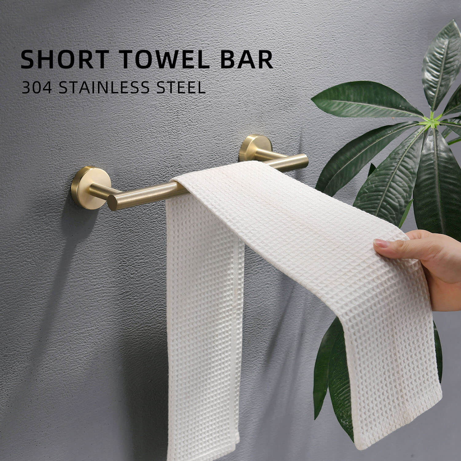 8-Piece Stainless Steel Brushed Gold Bathroom Hardware Set - Image 3