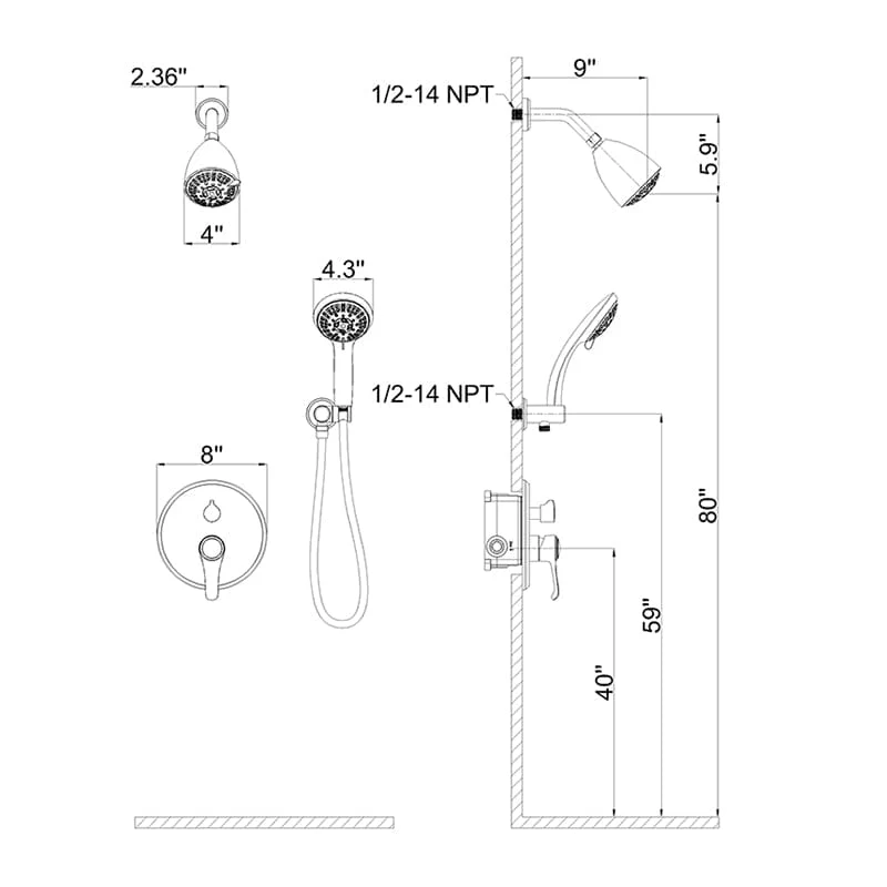 8 Spray Filtered Shower Head and Hand Shower for Small Bathroom - Image 48