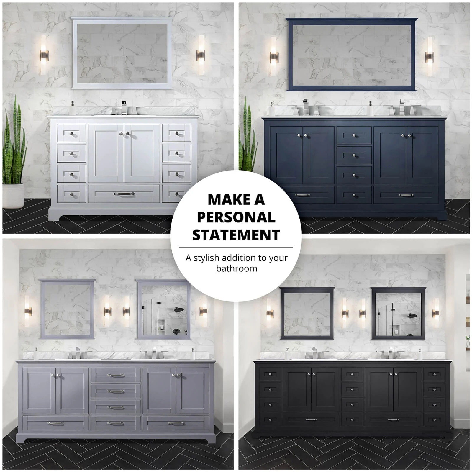 80" Blue Vanity with Cultured Marble Top and Backsplash - Image 4