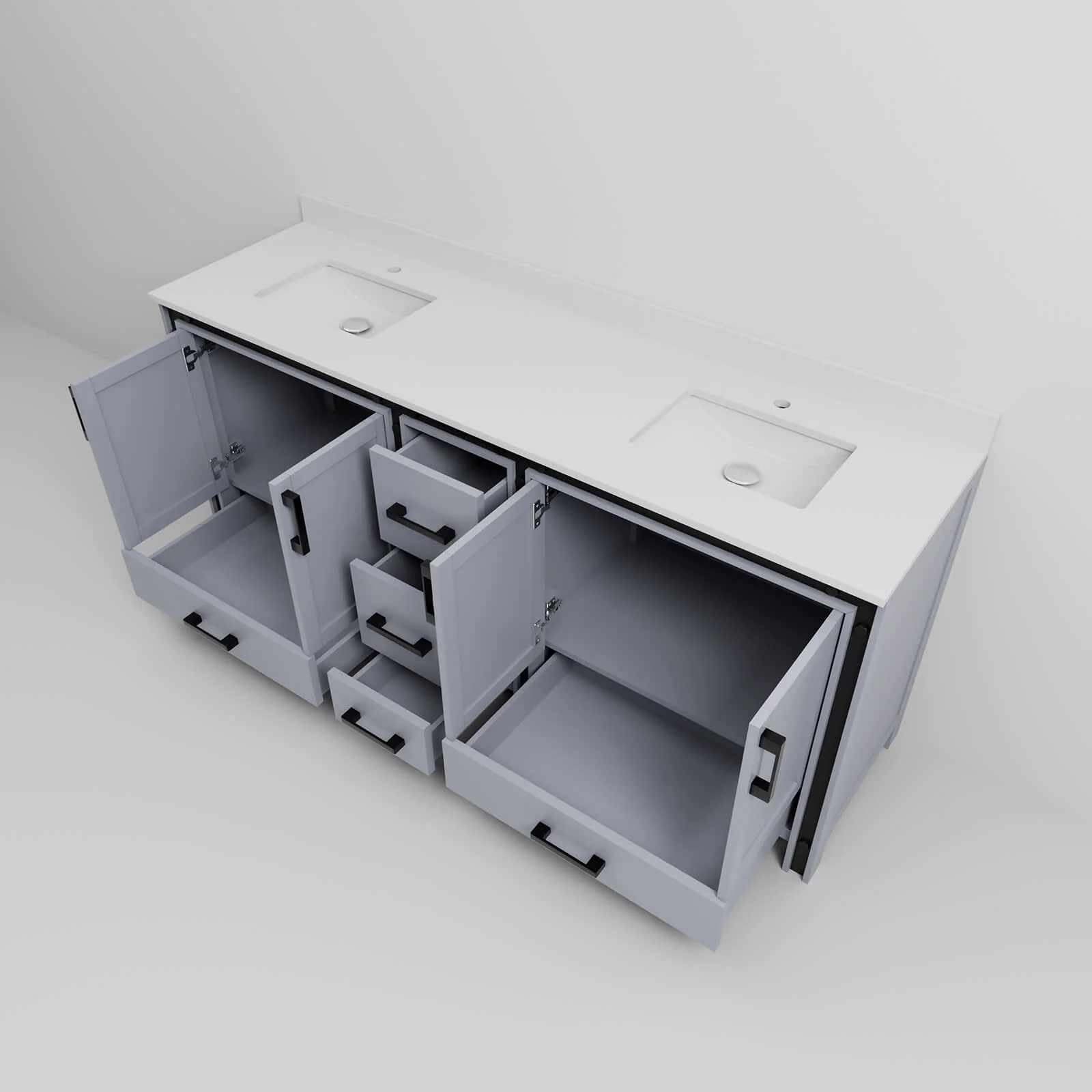 80" Gray Freestanding Vanity with Ample Storage Space - Image 8