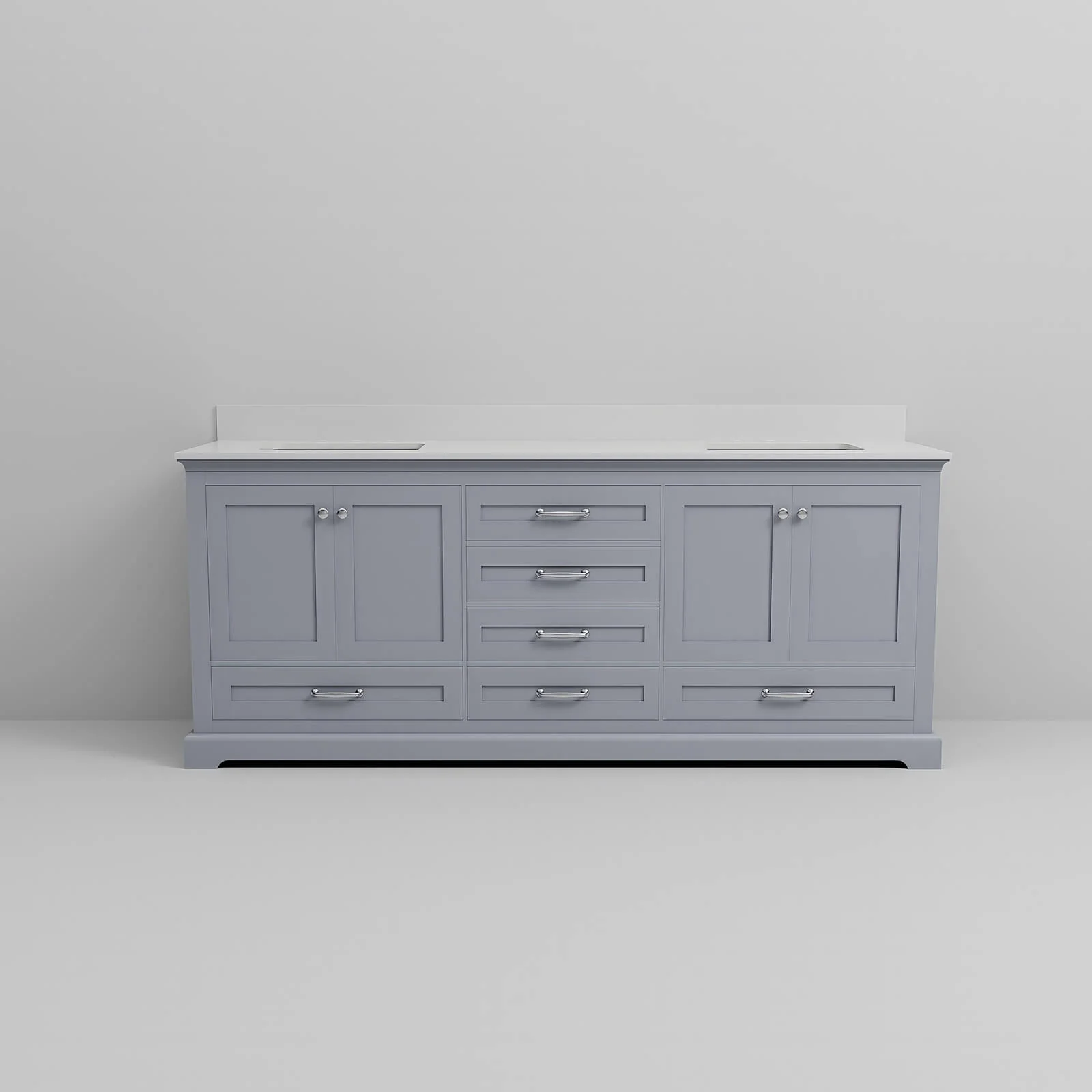 80" Gray Vanity with Cultured Marble Top and Backsplash - Image 7
