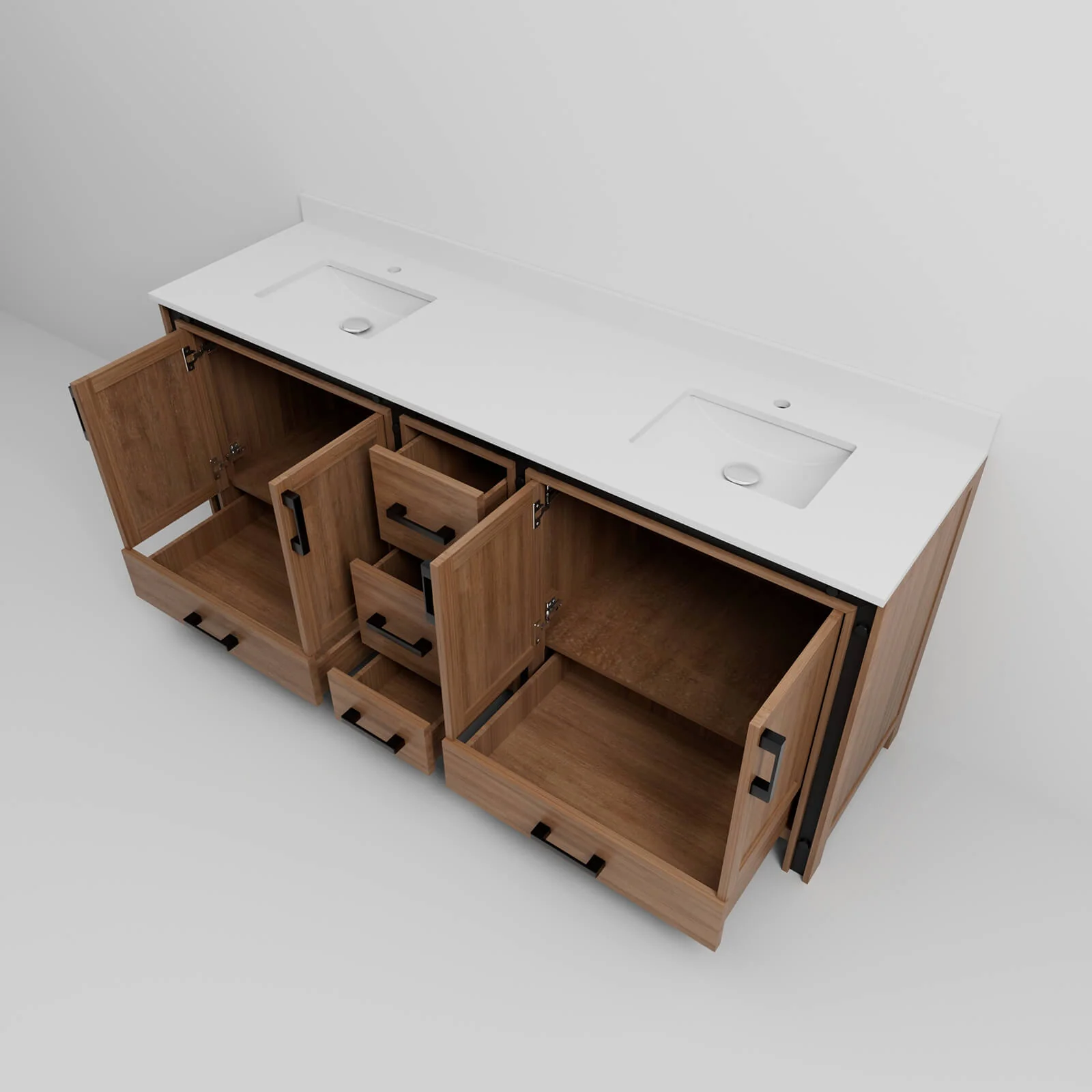 80" Natural Wood Freestanding Vanity with Ample Storage Space - Image 8