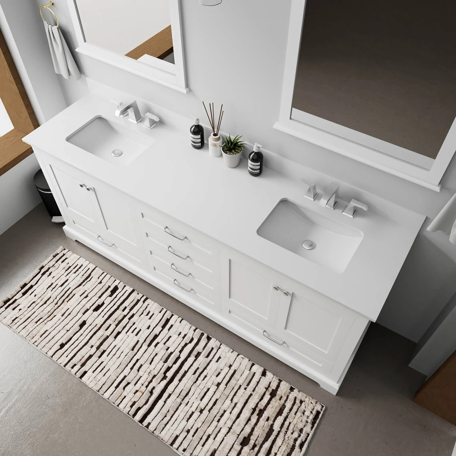 80" White Vanity with Cultured Marble Top and Backsplash - Image 3