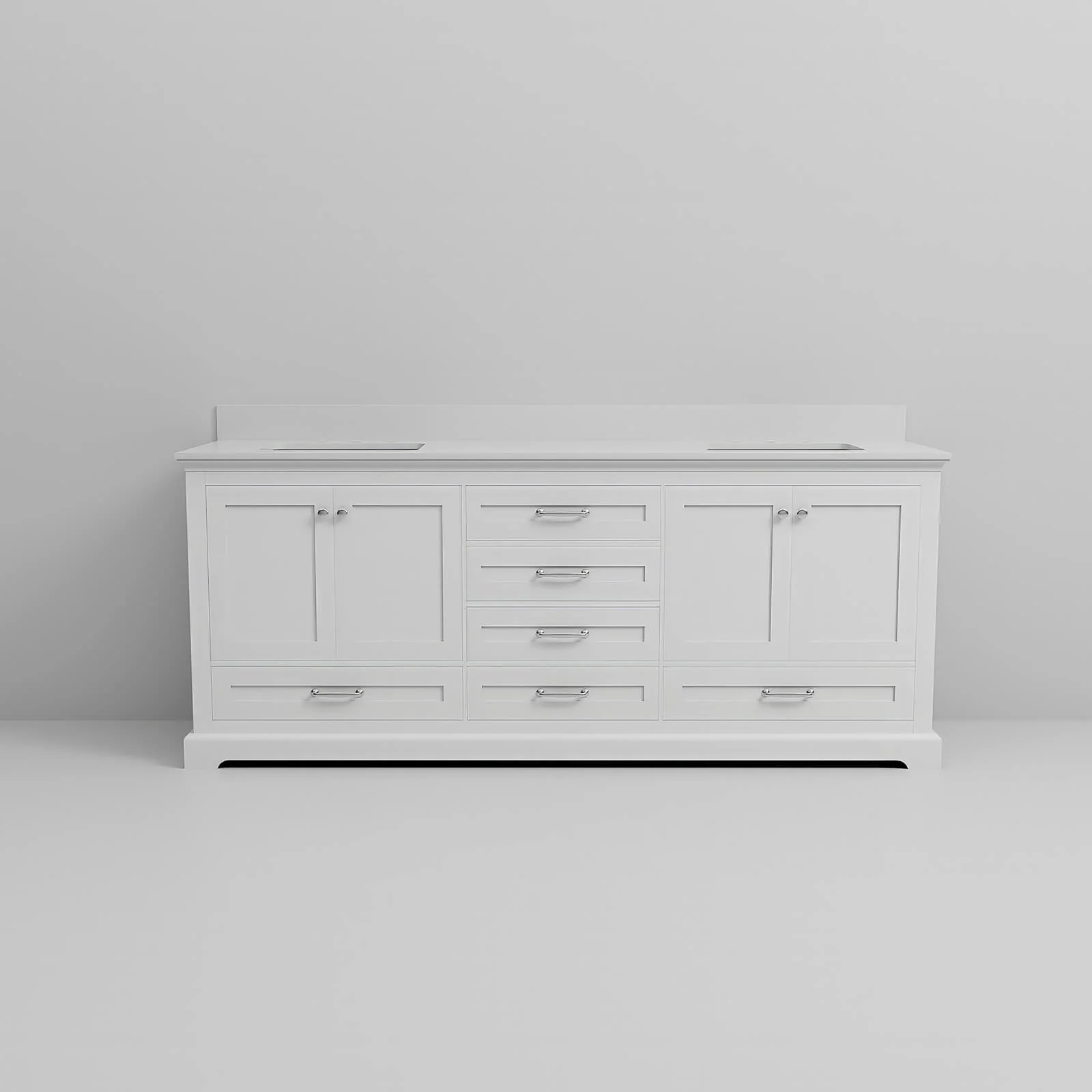80" White Vanity with Cultured Marble Top and Backsplash - Image 7