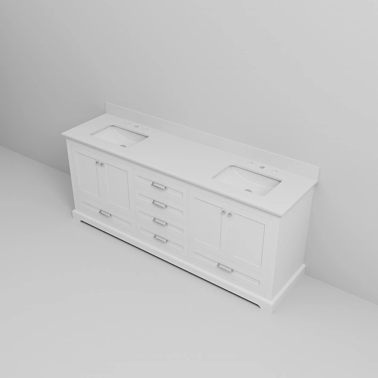 80" White Vanity with Cultured Marble Top and Backsplash - Image 8