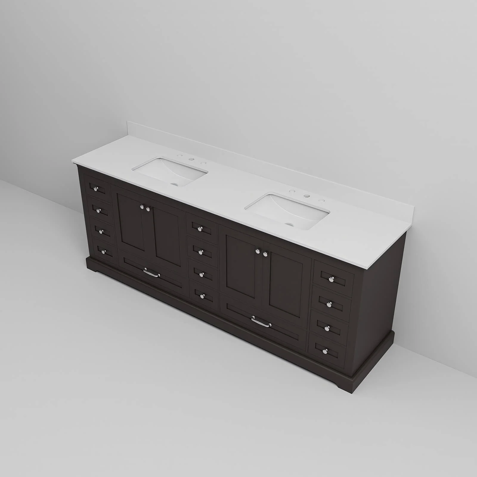 84" Black Double Vanity with Cultured Marble Countertop - Image 8