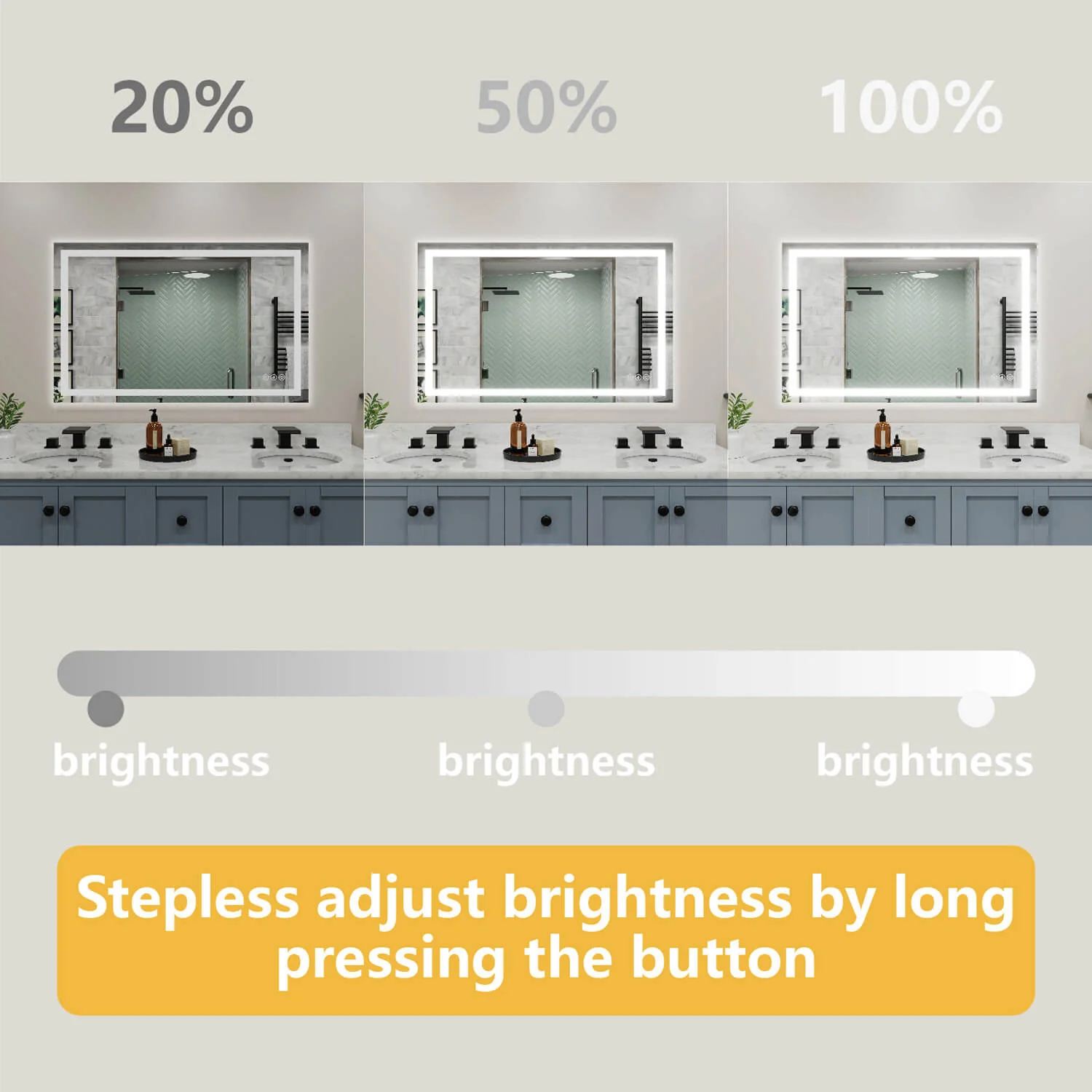 36 in. W x 24 in. H LED Light Bathroom Vanity Mirror Large Rectangular Frameless Anti Fog - Image 10