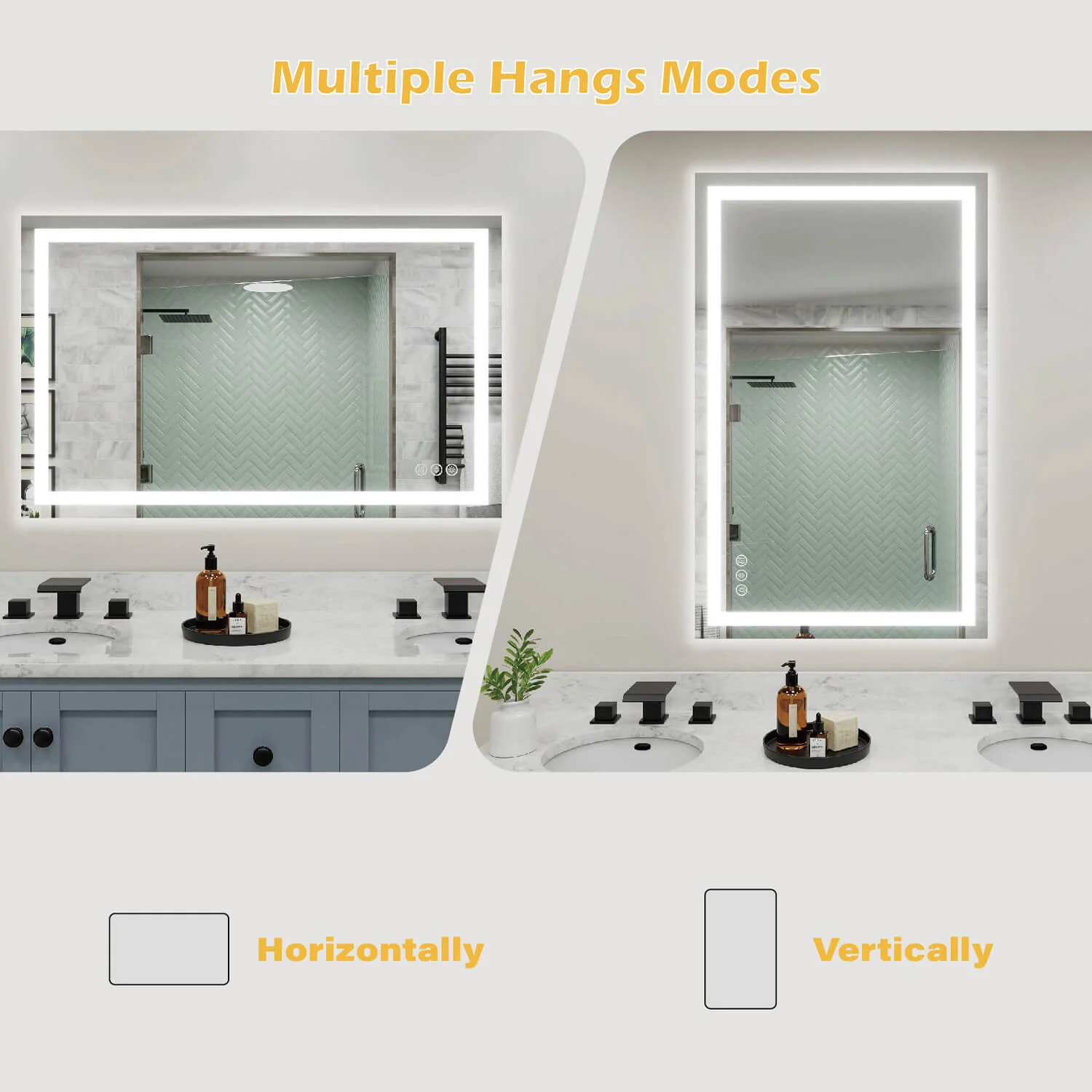 36 in. W x 24 in. H LED Light Bathroom Vanity Mirror Large Rectangular Frameless Anti Fog - Image 8