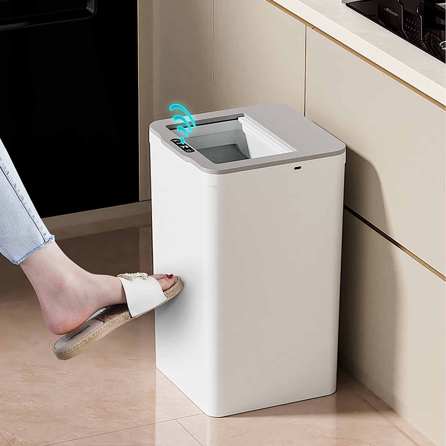 ABS Smart Trash Can with Lid for Bathroom and Kitchen