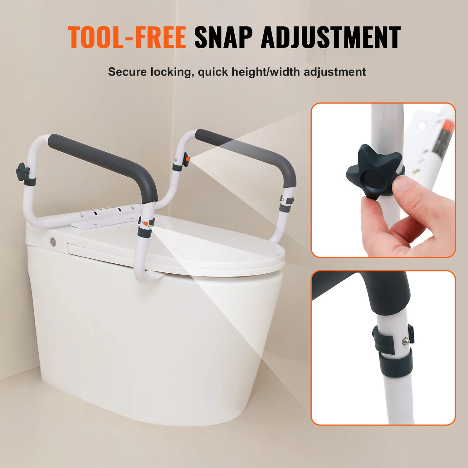 Adjustable Width Design Toilet Safety Frame with Padded Handles - Image 5
