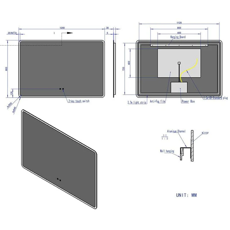 Anti-fog Rounded Rectangular Bathroom Mirror - Image 50