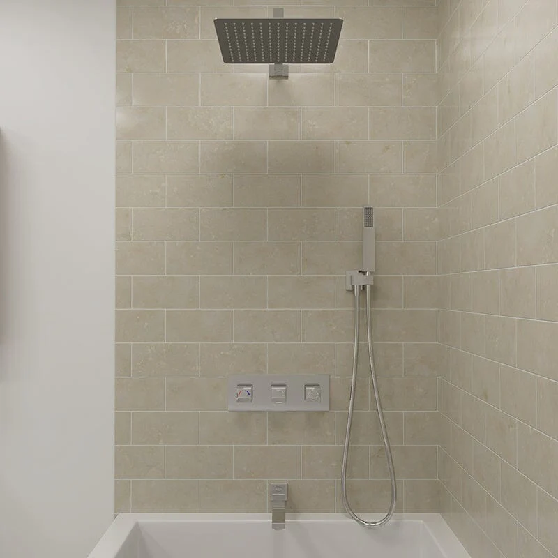 Bathroom 12" Square Wall Mounted Shower Set with Hand Shower & Tub Spout - Image 18