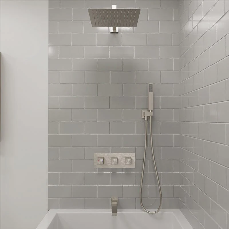 Bathroom 12" Square Wall Mounted Shower Set with Hand Shower & Tub Spout - Image 3