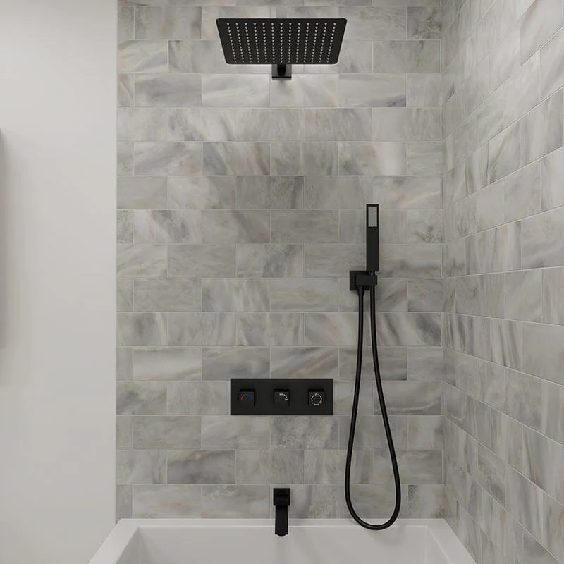 Bathroom 12" Square Wall Mounted Shower Set with Hand Shower & Tub Spout - Image 32