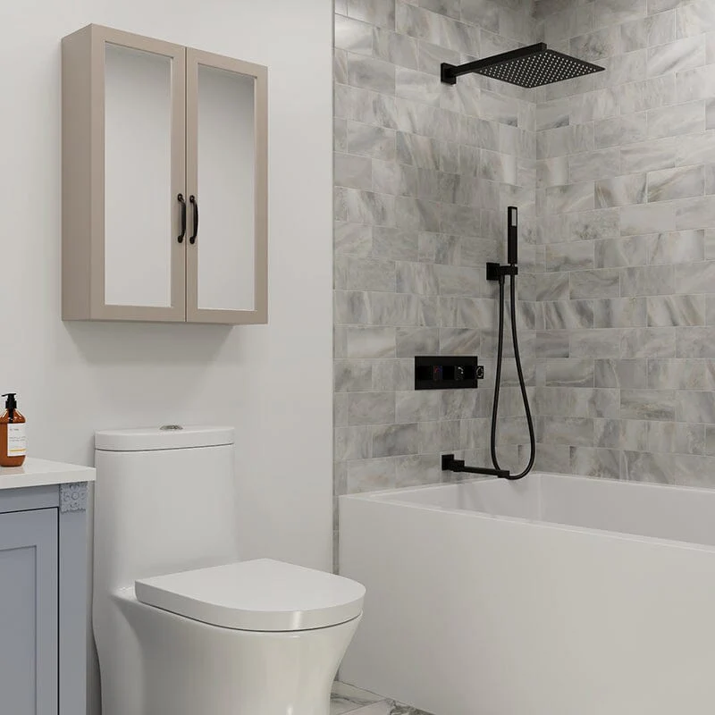 Bathroom 12" Square Wall Mounted Shower Set with Hand Shower & Tub Spout - Image 33