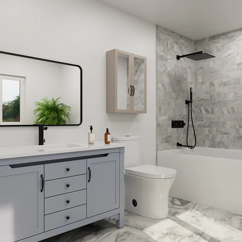 Bathroom 12" Square Wall Mounted Shower Set with Hand Shower & Tub Spout - Image 34