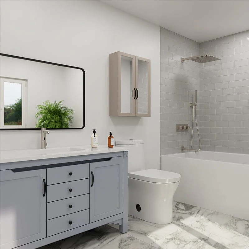 Bathroom 12" Square Wall Mounted Shower Set with Hand Shower & Tub Spout - Image 4