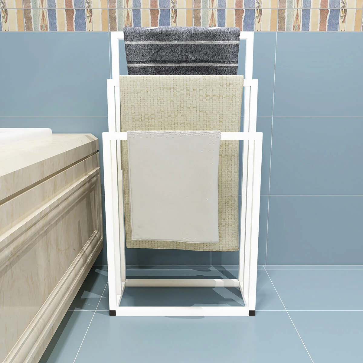 Bathroom 3 Tier Stainless Steel Freestanding Towel Rack Stand for Bath Floor Hand Towel - Image 10