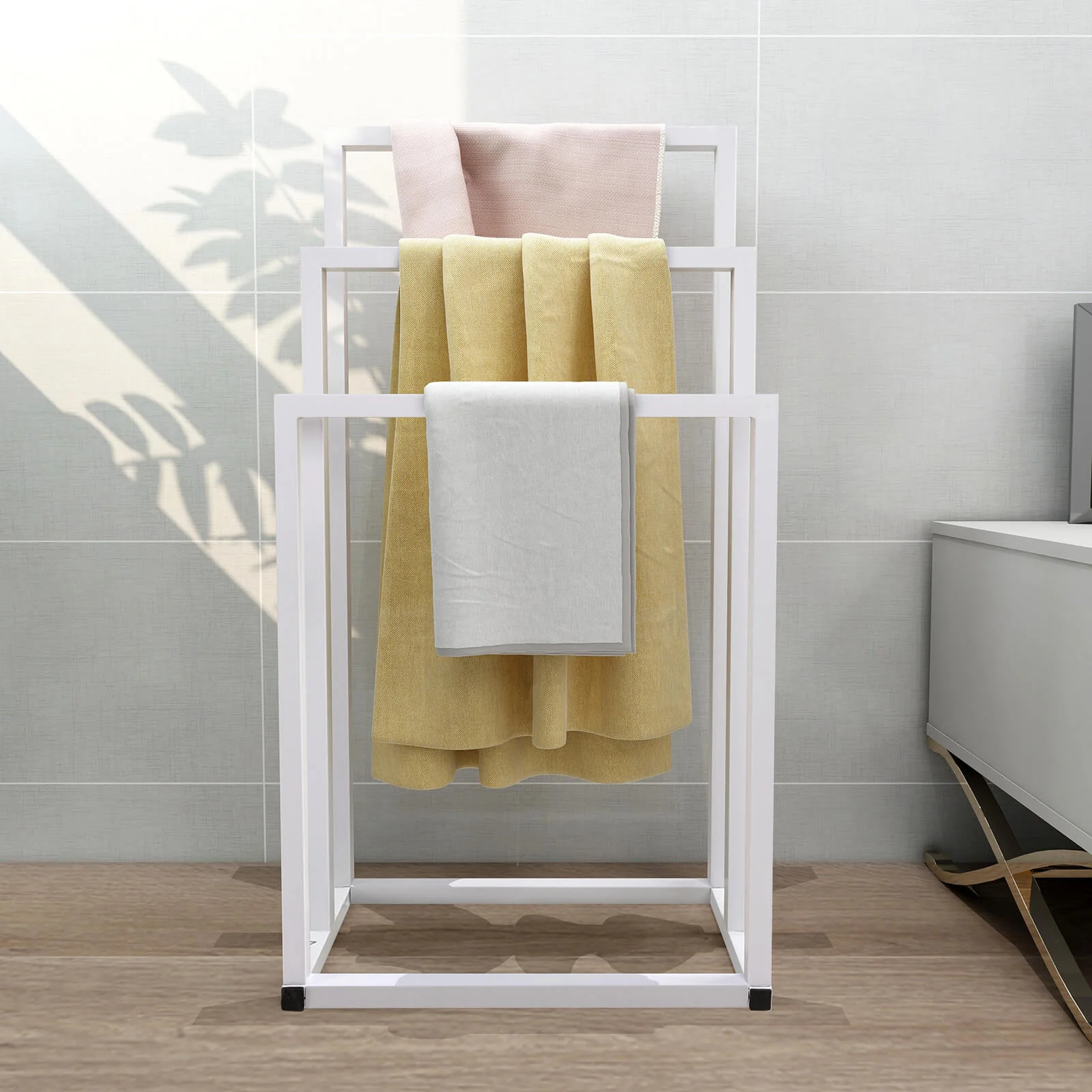 Bathroom 3 Tier Stainless Steel Freestanding Towel Rack Stand for Bath Floor Hand Towel - Image 8