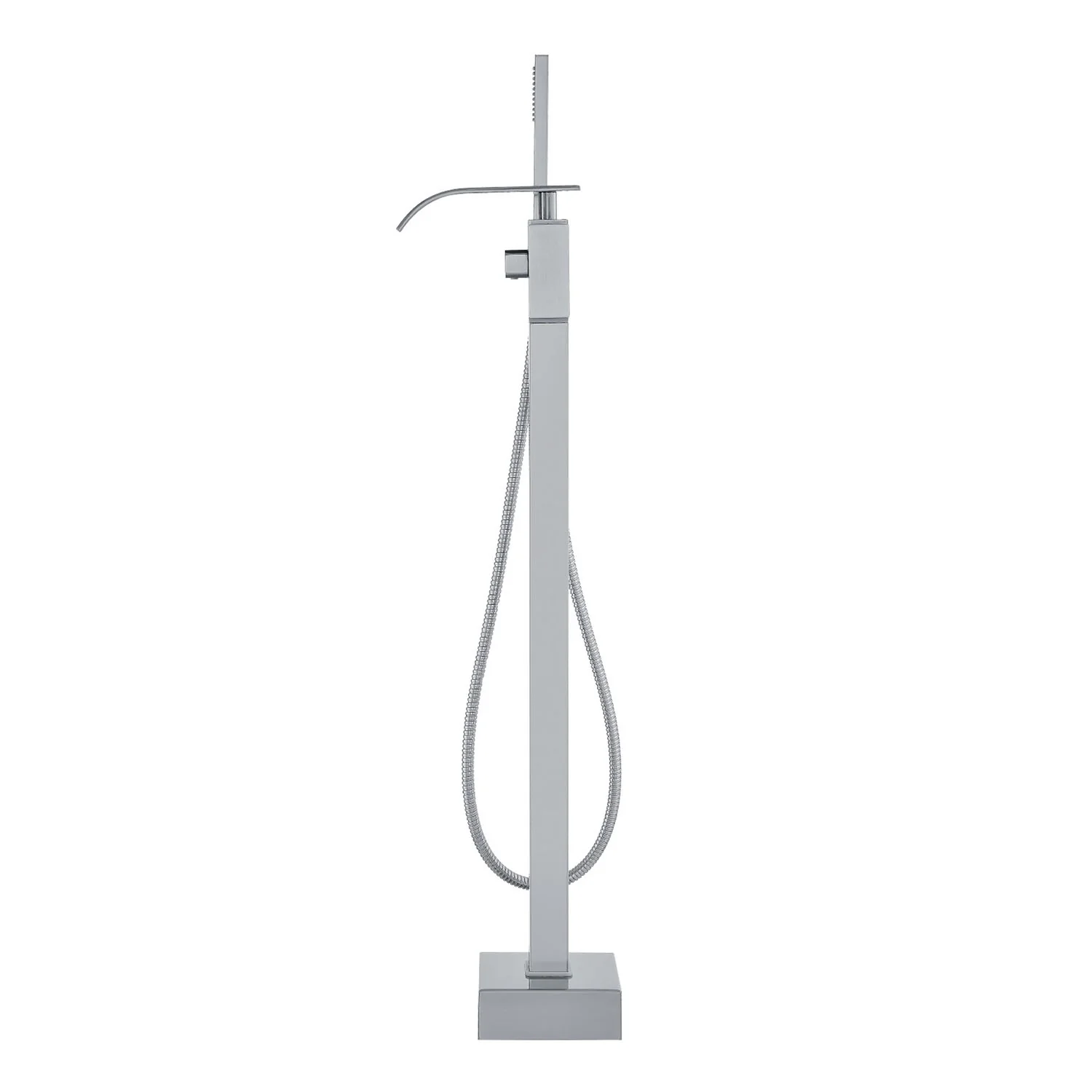 Bathroom Freestanding Tub Filler Faucet with Hand Shower Silver - Image 8