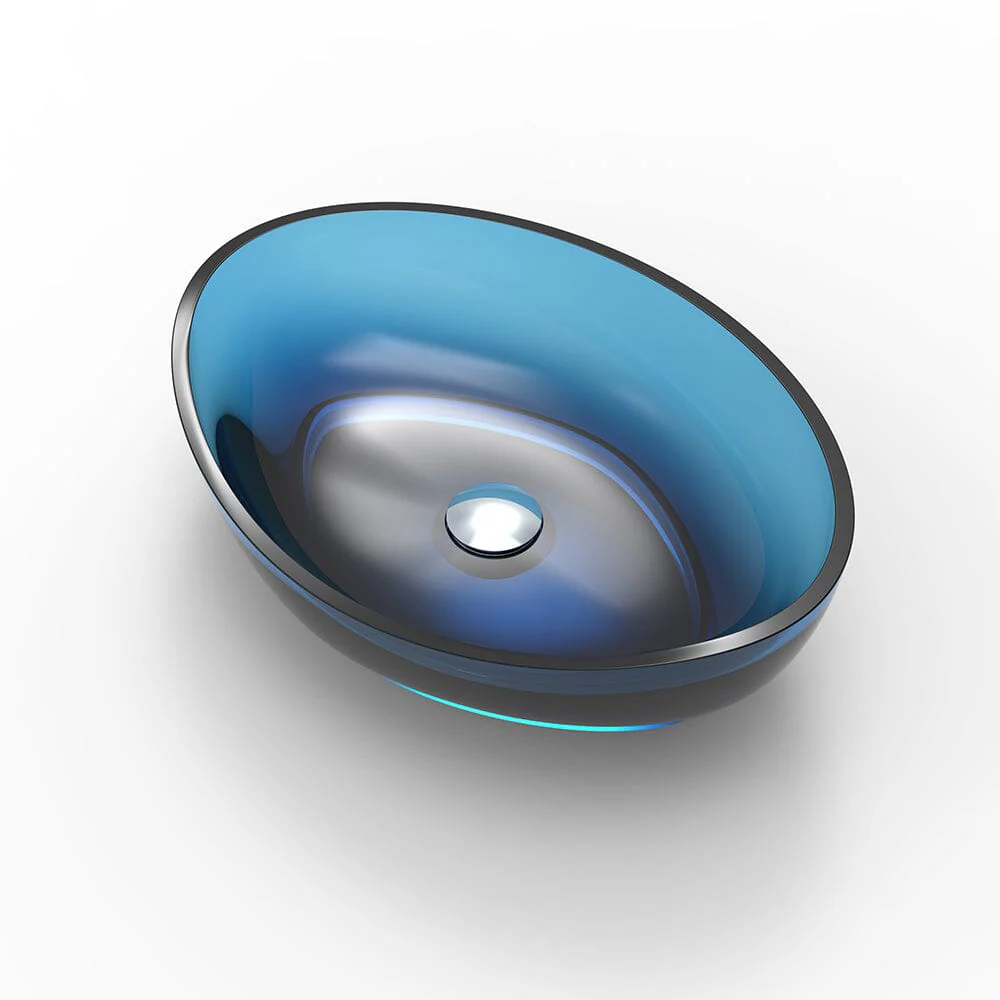 20''x14'' Bathroom Sink Art Translucent Stone Resin Oval Vessel with Drainpipe - Image 15