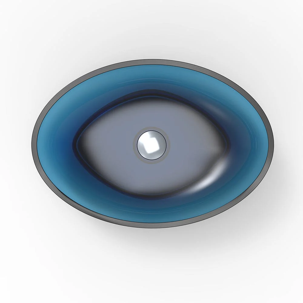 20''x14'' Bathroom Sink Art Translucent Stone Resin Oval Vessel with Drainpipe - Image 16