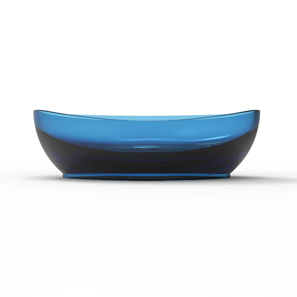 20''x14'' Bathroom Sink Art Translucent Stone Resin Oval Vessel with Drainpipe - Image 17