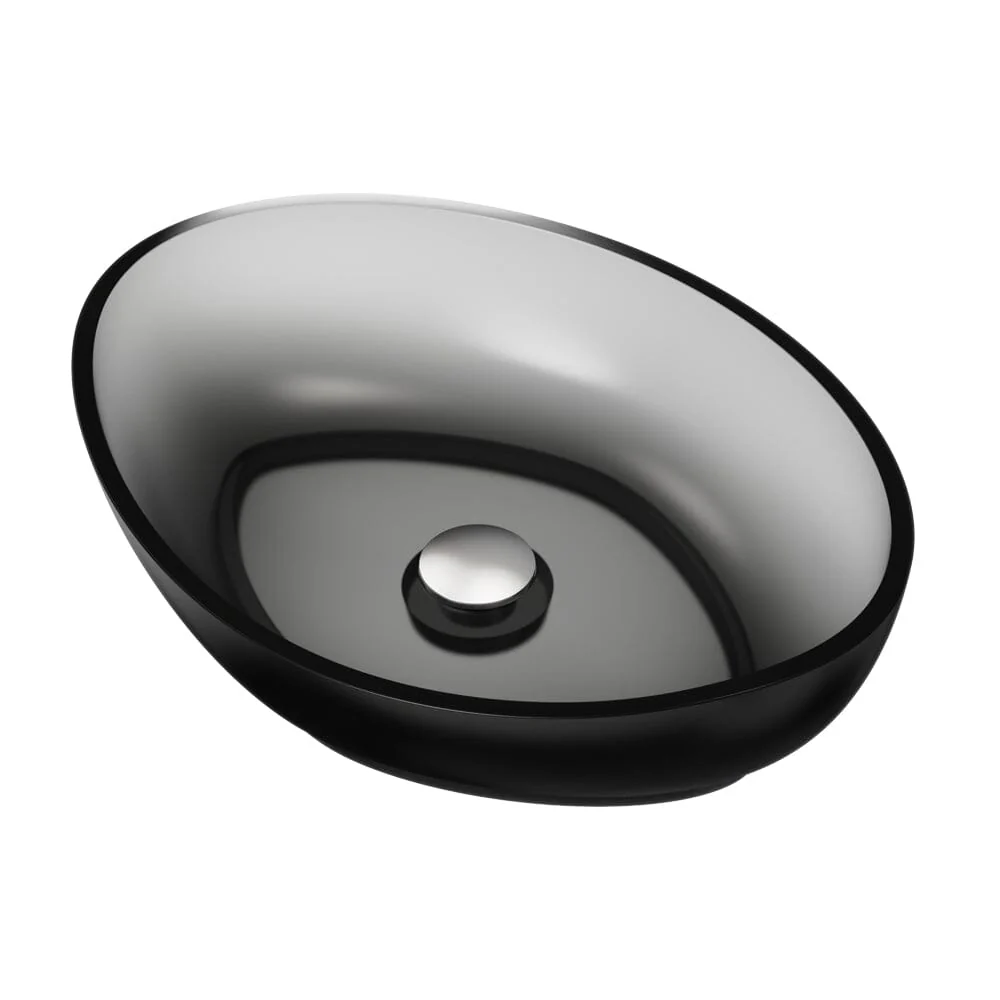 20''x14'' Bathroom Sink Art Translucent Stone Resin Oval Vessel with Drainpipe - Image 23