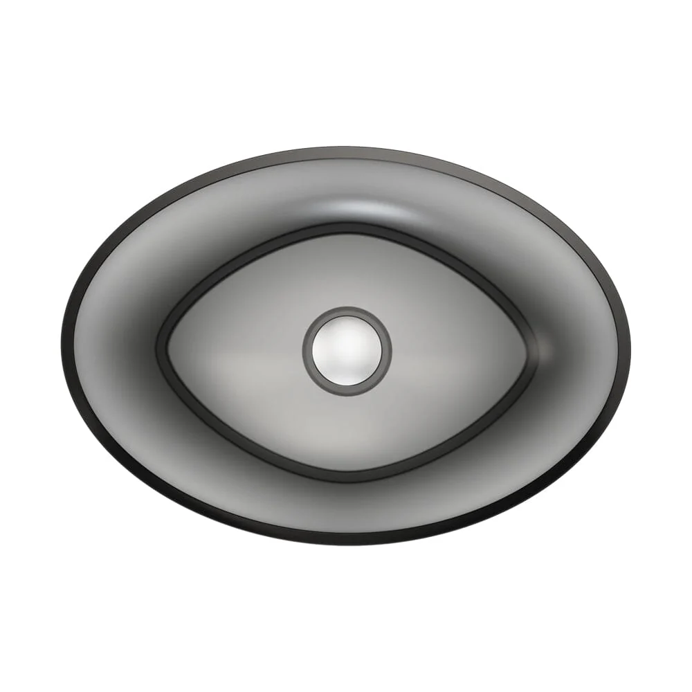 20''x14'' Bathroom Sink Art Translucent Stone Resin Oval Vessel with Drainpipe - Image 24