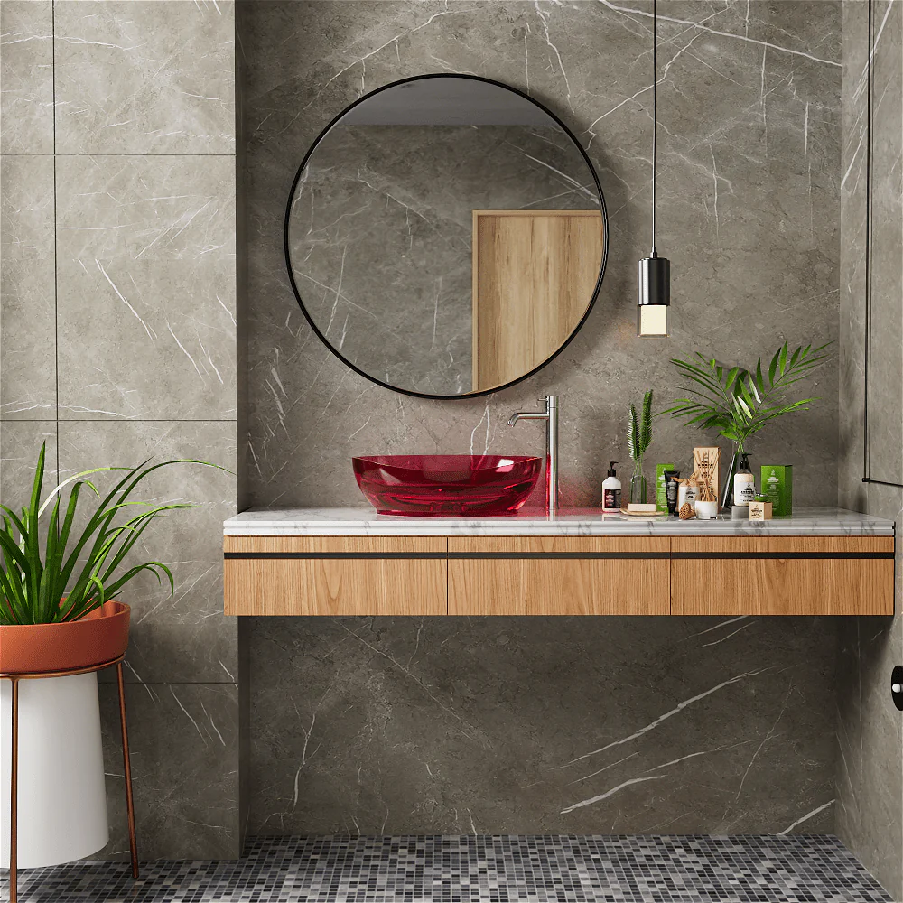 20''x14'' Bathroom Sink Art Translucent Stone Resin Oval Vessel with Drainpipe - Image 5