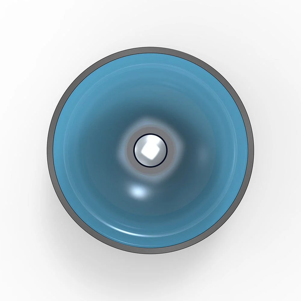 15.35'' Bathroom Sink Art Translucent Stone Resin Round Vessel with Drainpipe - Image 24