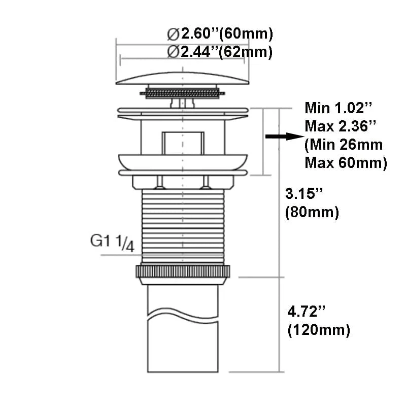 Bathroom Sink Drain without Overflow Vessel Sink Lavatory Vanity Pop Up Drain Stopper - Image 6