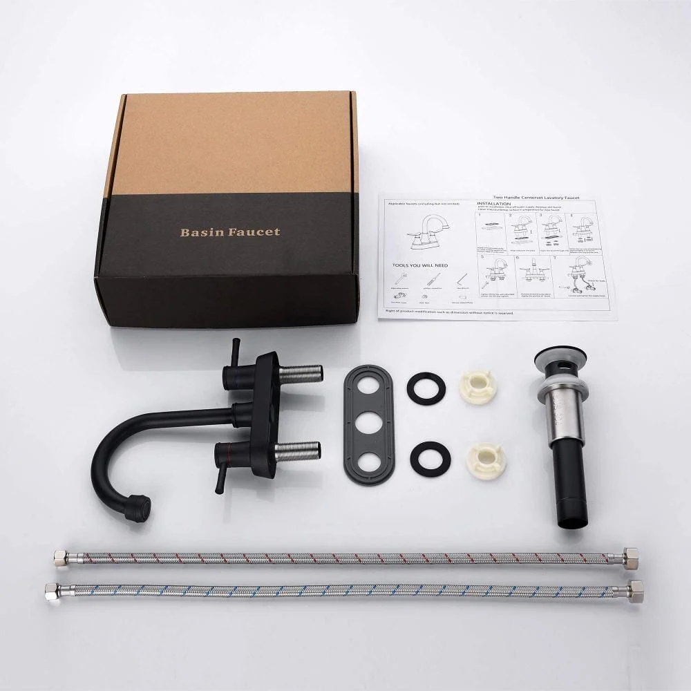 Bathroom Sink Faucet with Pop-Up Sink Drain and 2 Hoses, 3-Hole Stainless Steel High Arc - Image 10