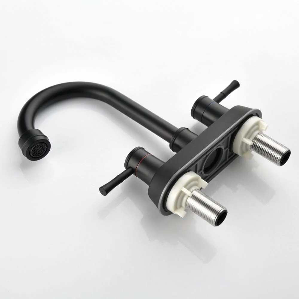Bathroom Sink Faucet with Pop-Up Sink Drain and 2 Hoses, 3-Hole Stainless Steel High Arc - Image 12
