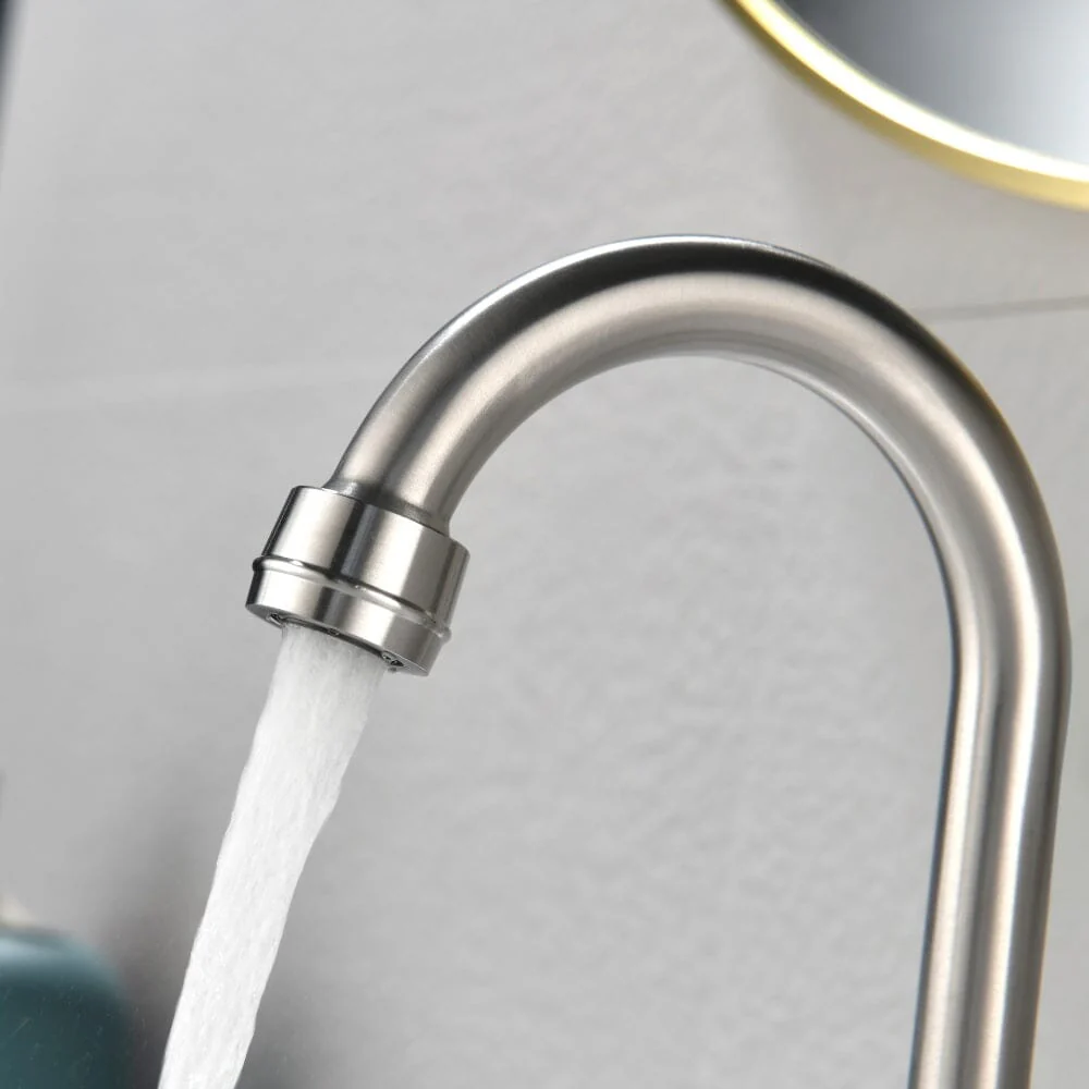 Bathroom Sink Faucet with Pop-Up Sink Drain and 2 Hoses, 3-Hole Stainless Steel High Arc - Image 21