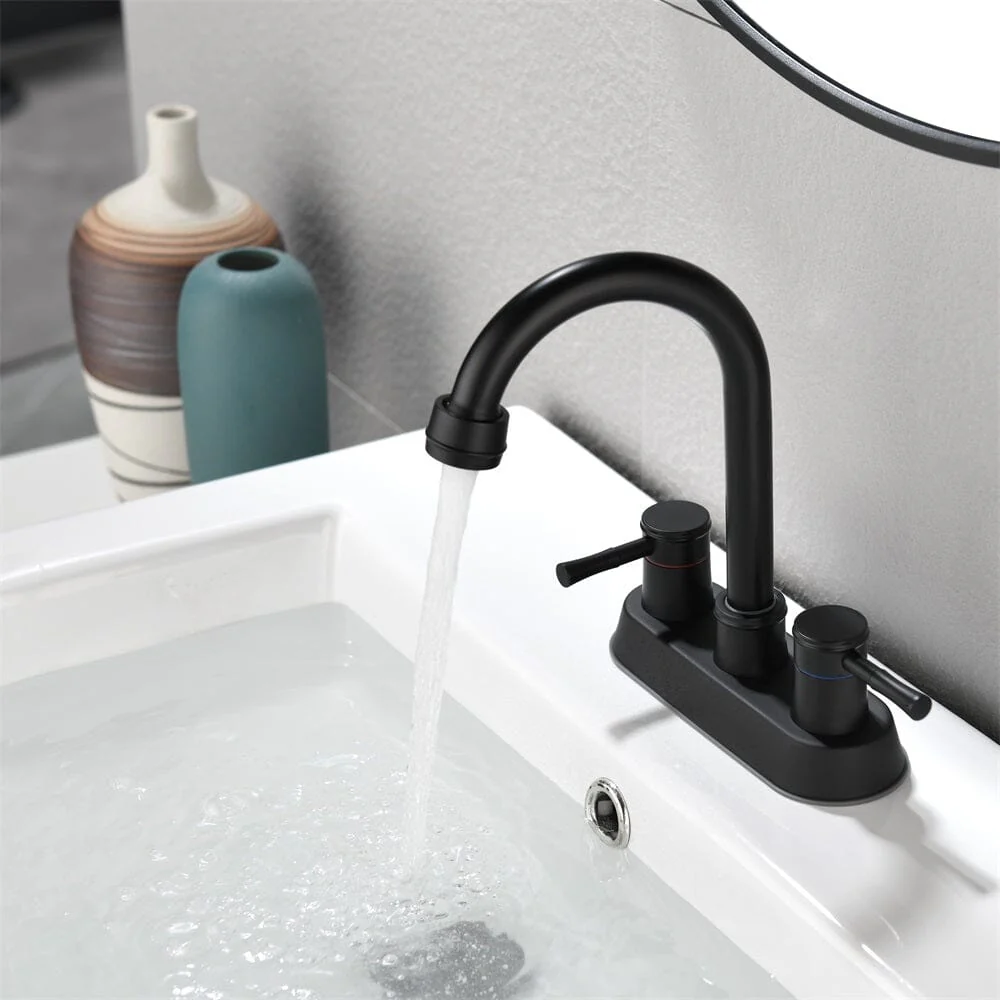 Bathroom Sink Faucet with Pop-Up Sink Drain and 2 Hoses, 3-Hole Stainless Steel High Arc - Image 3