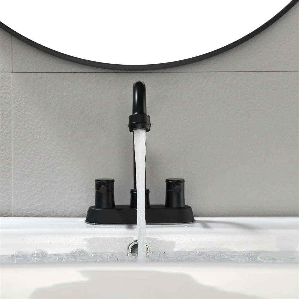 Bathroom Sink Faucet with Pop-Up Sink Drain and 2 Hoses, 3-Hole Stainless Steel High Arc - Image 4
