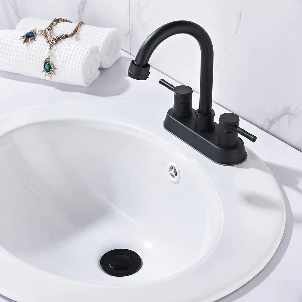 Bathroom Sink Faucet with Pop-Up Sink Drain and 2 Hoses, 3-Hole Stainless Steel High Arc - Image 5
