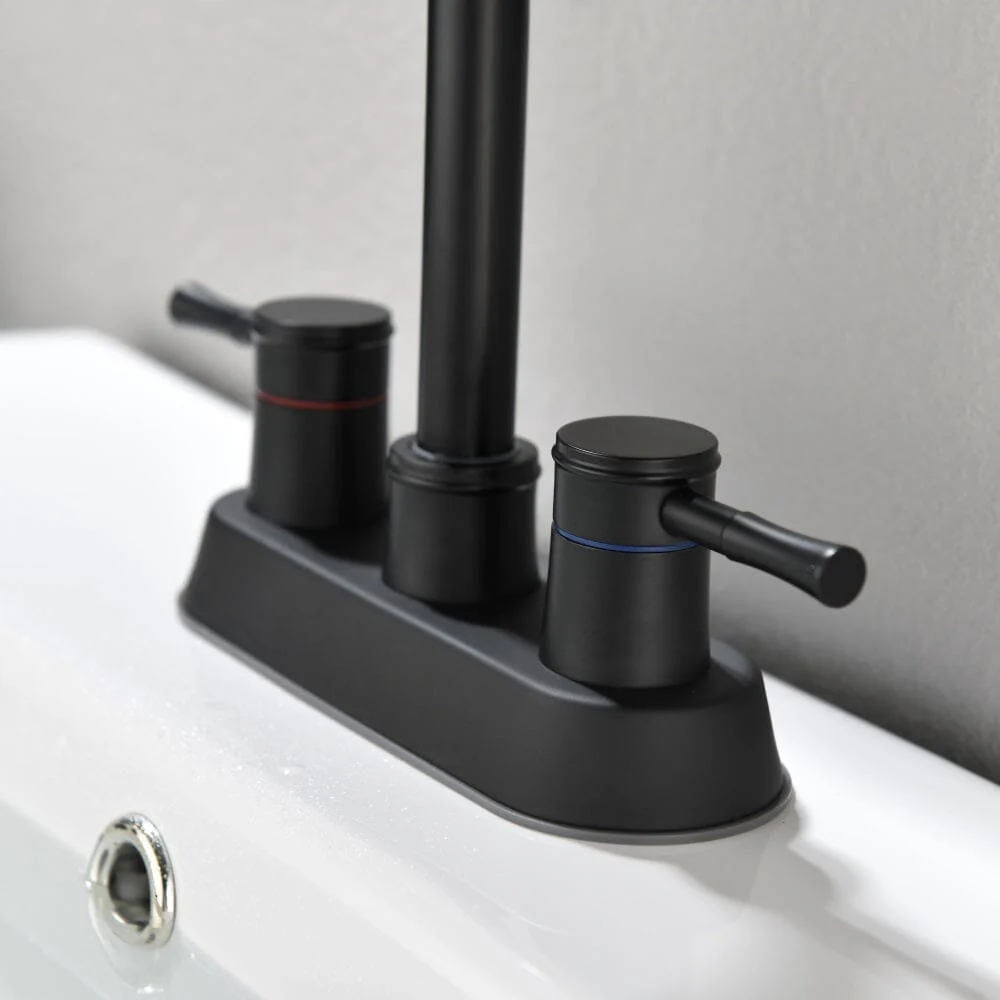 Bathroom Sink Faucet with Pop-Up Sink Drain and 2 Hoses, 3-Hole Stainless Steel High Arc - Image 9