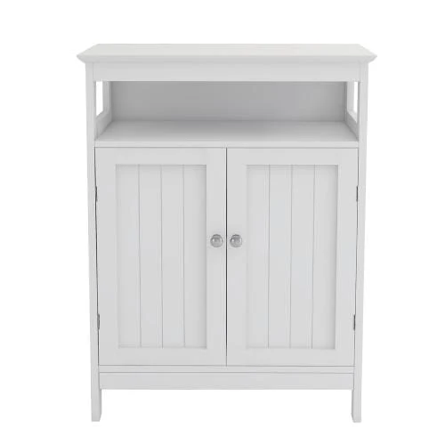 Bathroom Standing Storage with Double Shutter Doors White Cabinet - Image 3