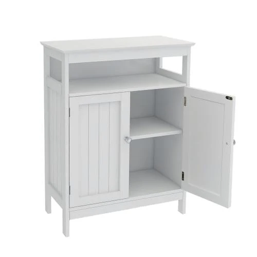 Bathroom Standing Storage with Double Shutter Doors White Cabinet - Image 4