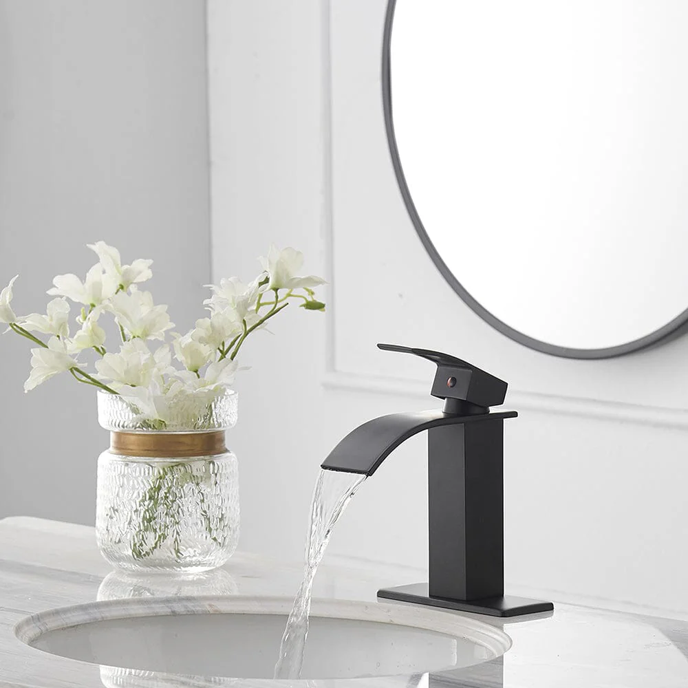 Giving Tree Waterfall Spout Single Handle Bathroom Sink Faucet with Drain - Image 3
