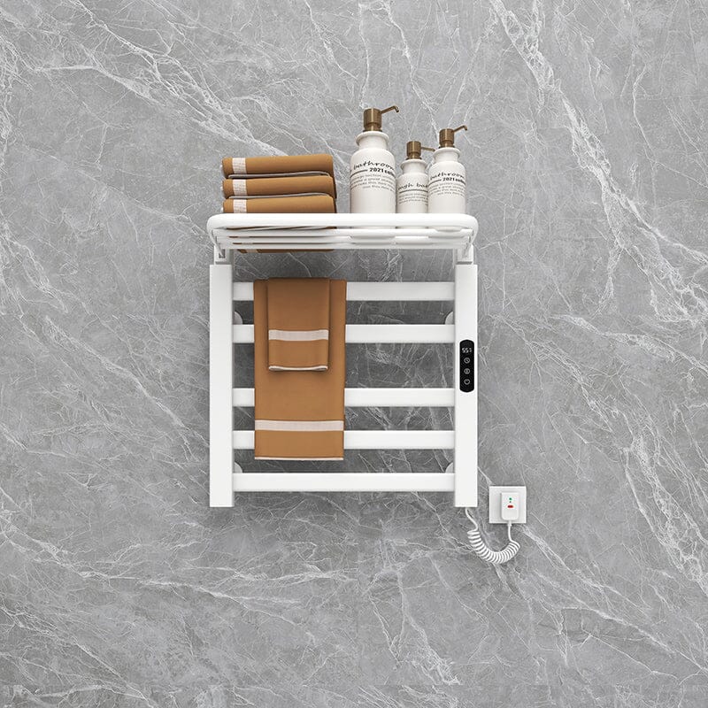 Bathroom Wall Mounted Smart Heated Towel Rack with Top Shelf - Image 10