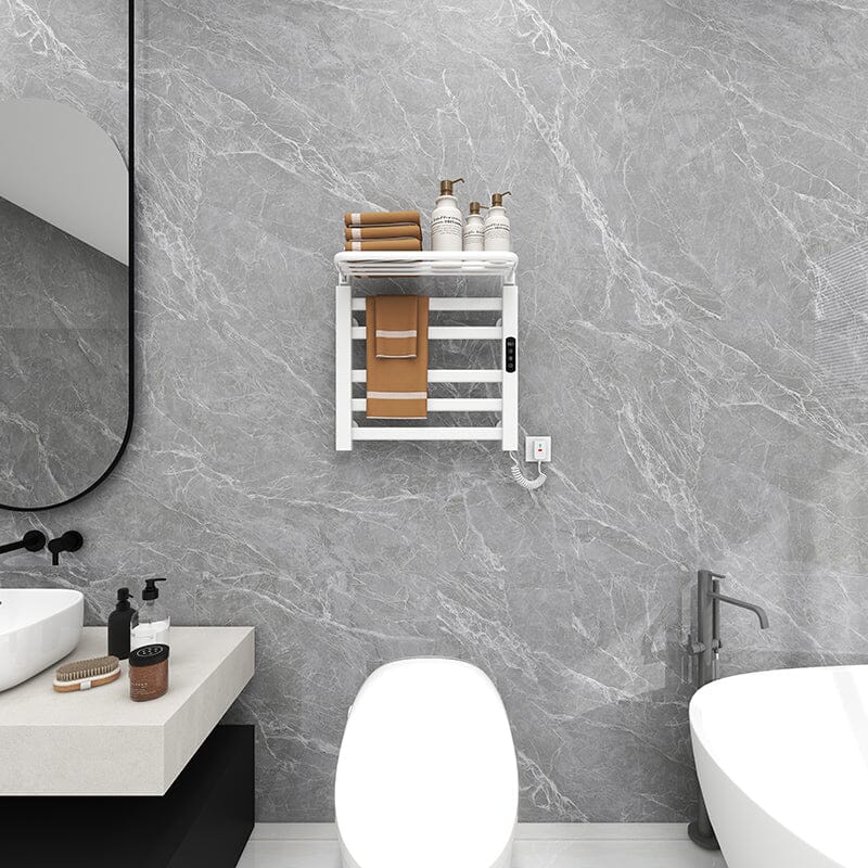 Bathroom Wall Mounted Smart Heated Towel Rack with Top Shelf - Image 11