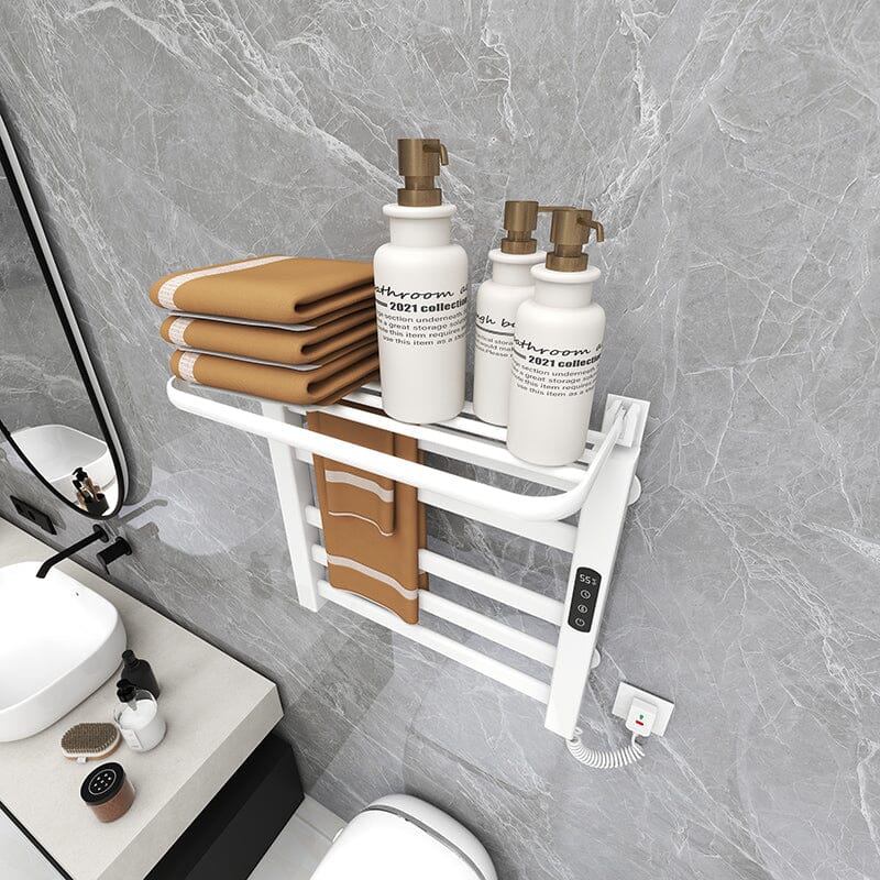 Bathroom Wall Mounted Smart Heated Towel Rack with Top Shelf - Image 15