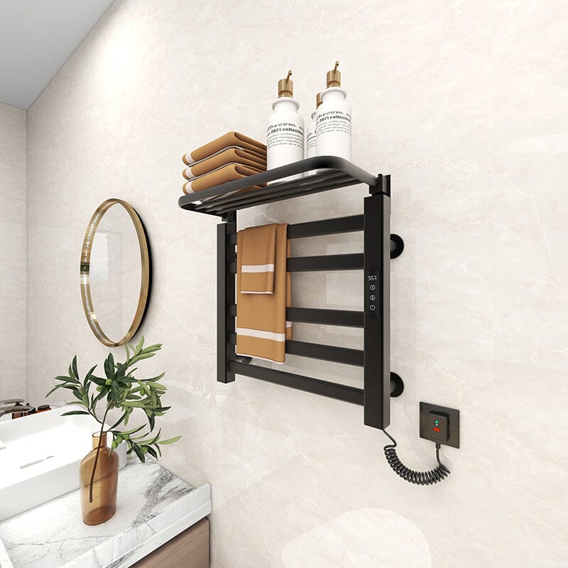 Bathroom Wall Mounted Smart Heated Towel Rack with Top Shelf - Image 4