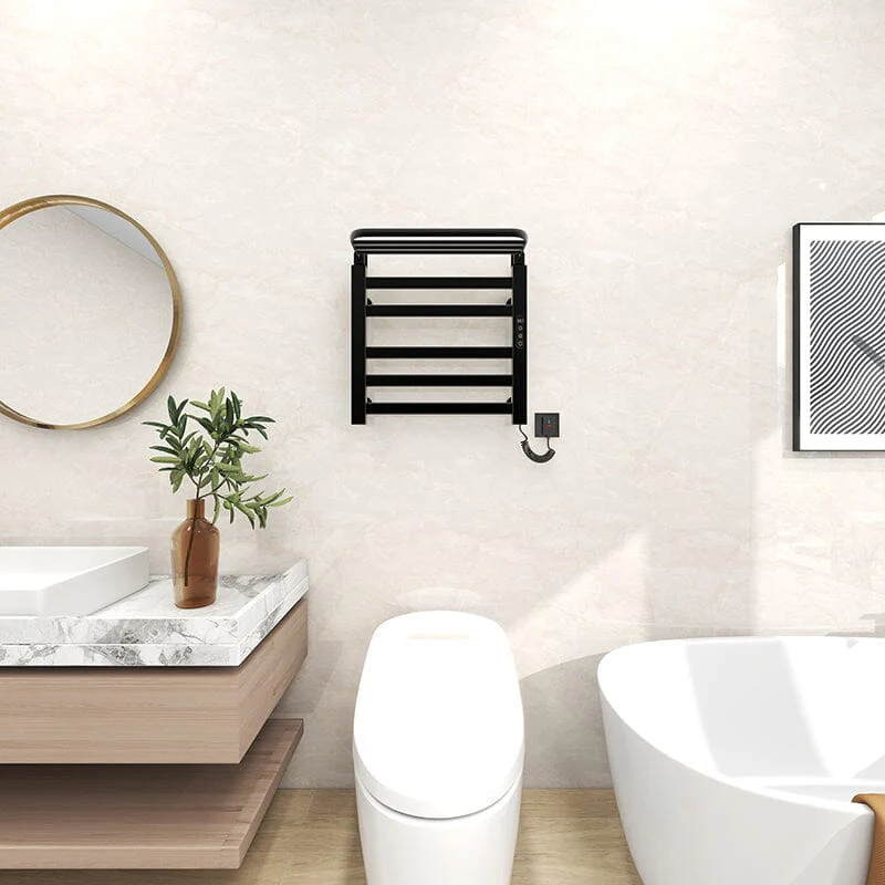 Bathroom Wall Mounted Smart Heated Towel Rack with Top Shelf - Image 7