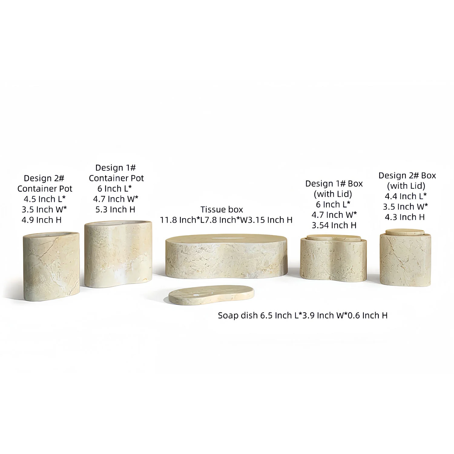 Beige Natural Marble 6-Piece Bath Accessories Set, Modern Bathroom Decor - Image 5