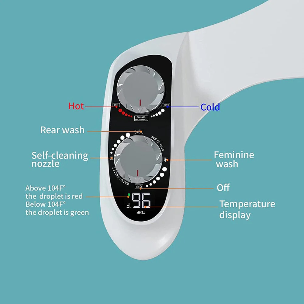 Bidet Toilet Attachment Adjustable Non-Electric Self Cleaning Retractable Nozzles for Rear & Feminine Wash - Image 2