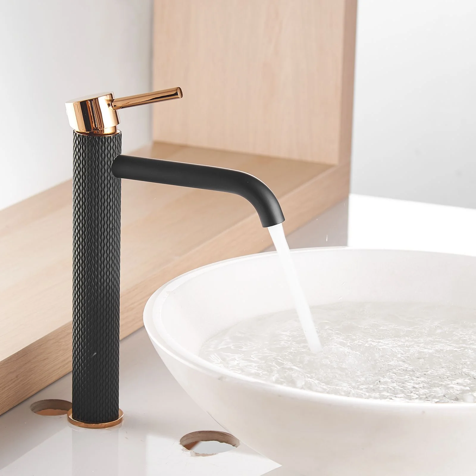 Modern Black and Gold Single Handle Bathroom Faucet, Stylish Single Hole Vanity Basin Tap - Image 2